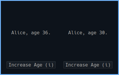 PySide6 application using a model-view only approach, showing that the view is out-of-sync with the model.